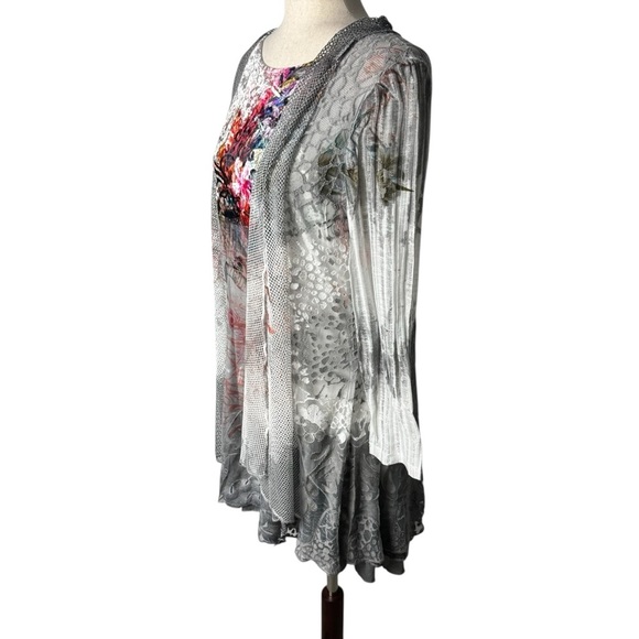 Festival boho renaissance Artistic Gray animal Tunic Top artsy art to wear tunic - Picture 14 of 15